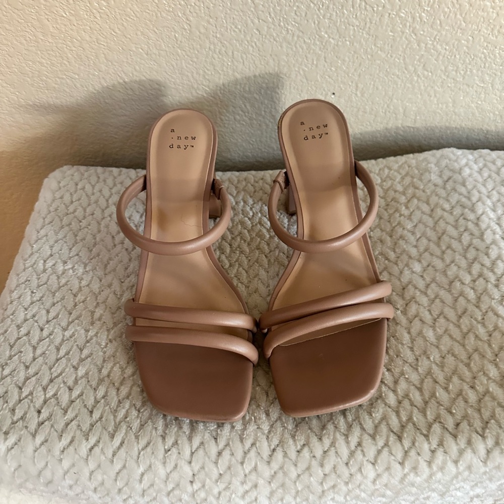 a new day Mauve-Taupe Strappy Square-Toe Heeled Sandals